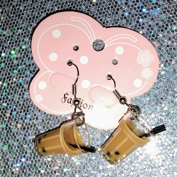 Boba / Bubble Tea Earrings - Picture 2 of 4